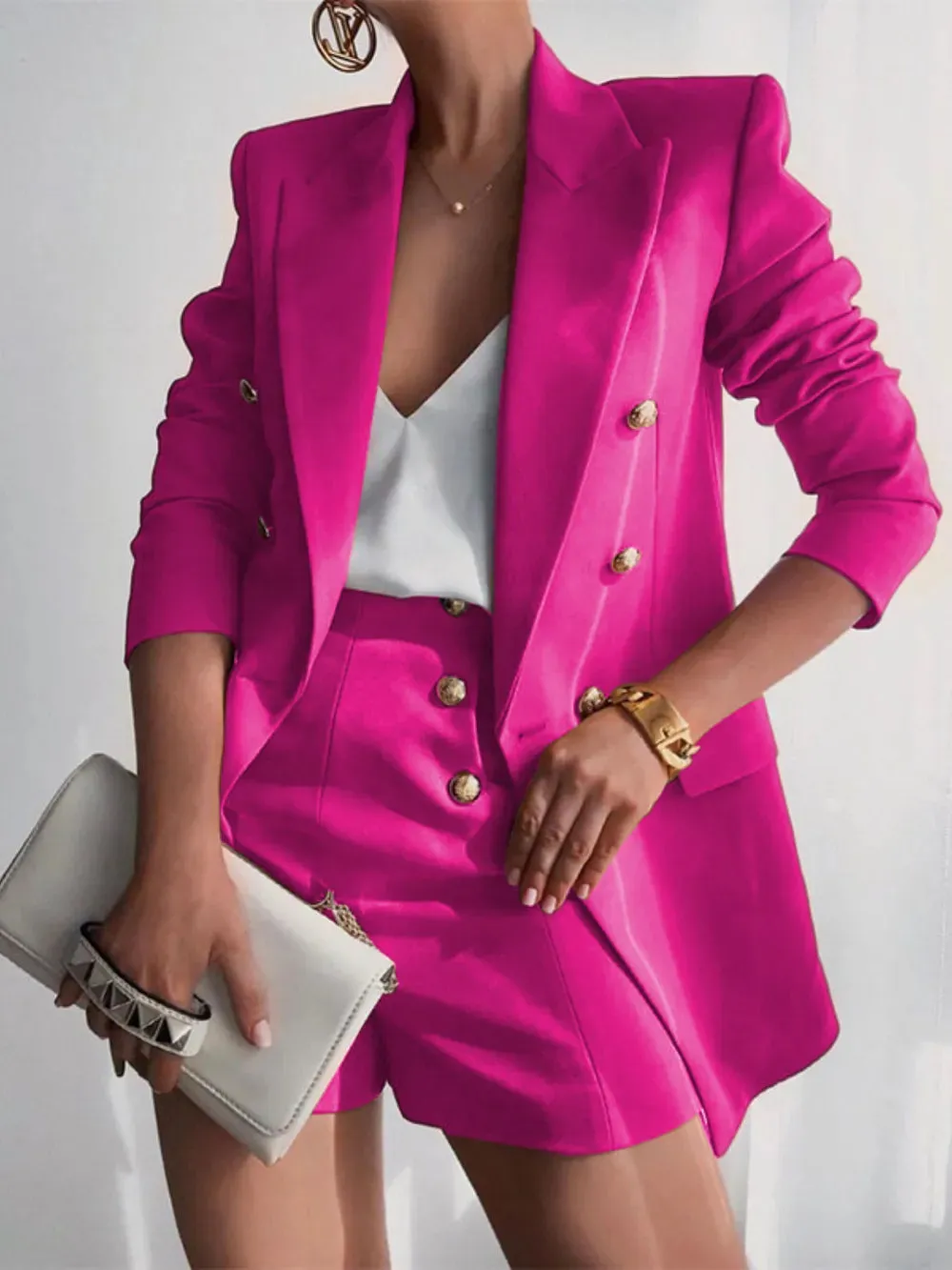 Lapel Collar Long Sleeve Blazer and Shorts Set sold by Gigi Laurent product image thumbnail 4