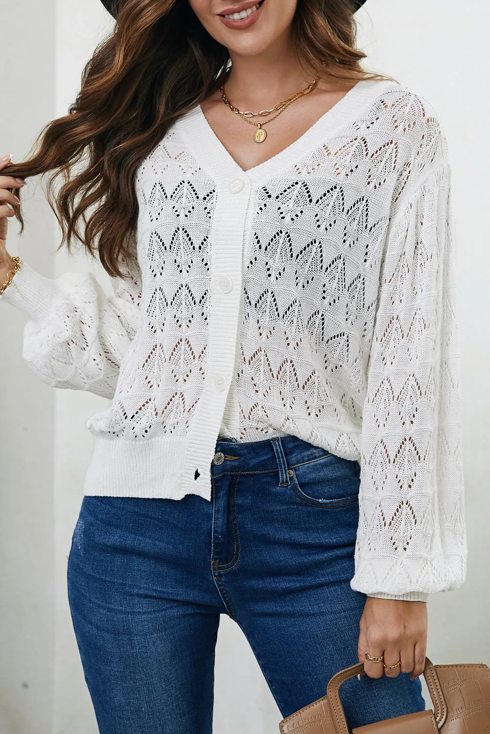 Openwork V-Neck Cardigan sold by Gigi Laurent product image thumbnail 5