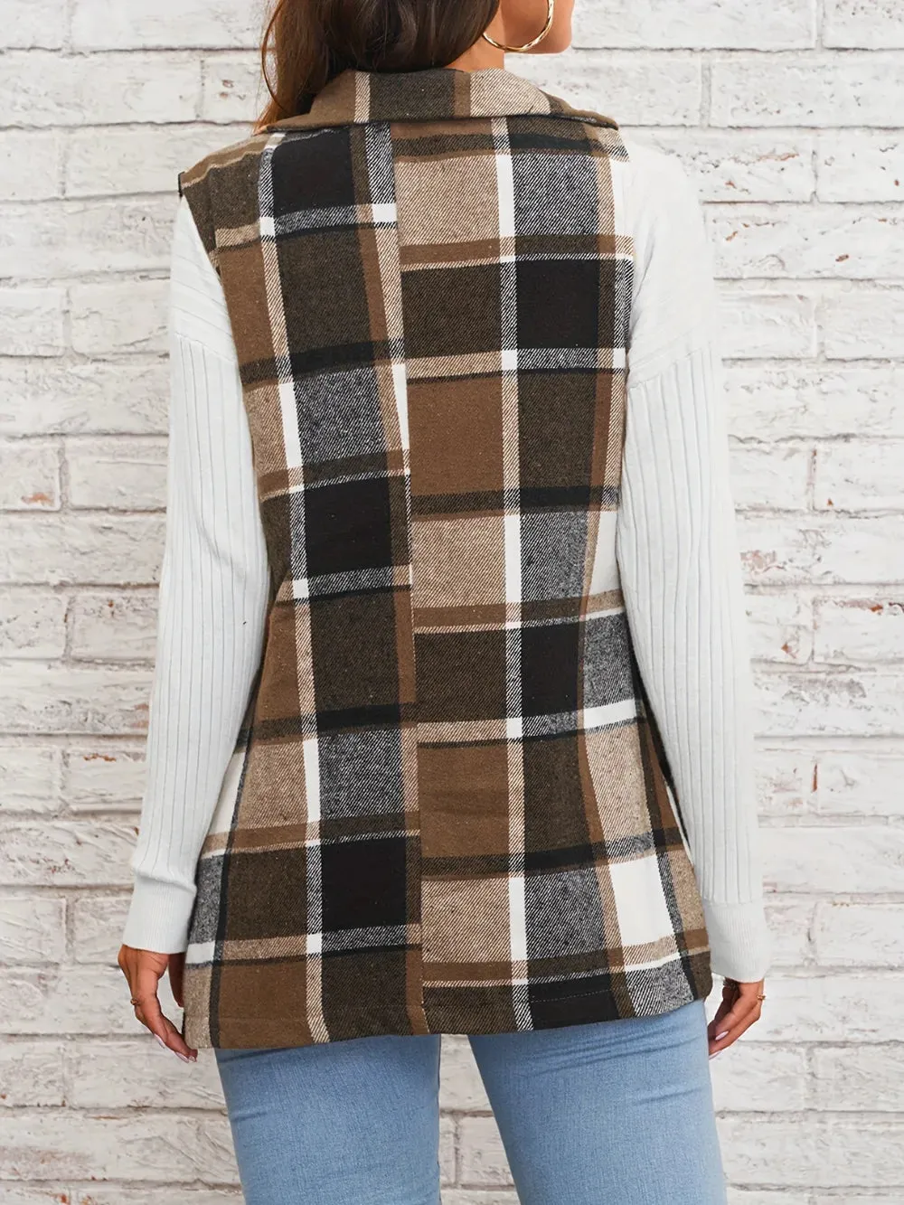 Plaid Button Down Vest Coat sold by Gigi Laurent product image thumbnail 2
