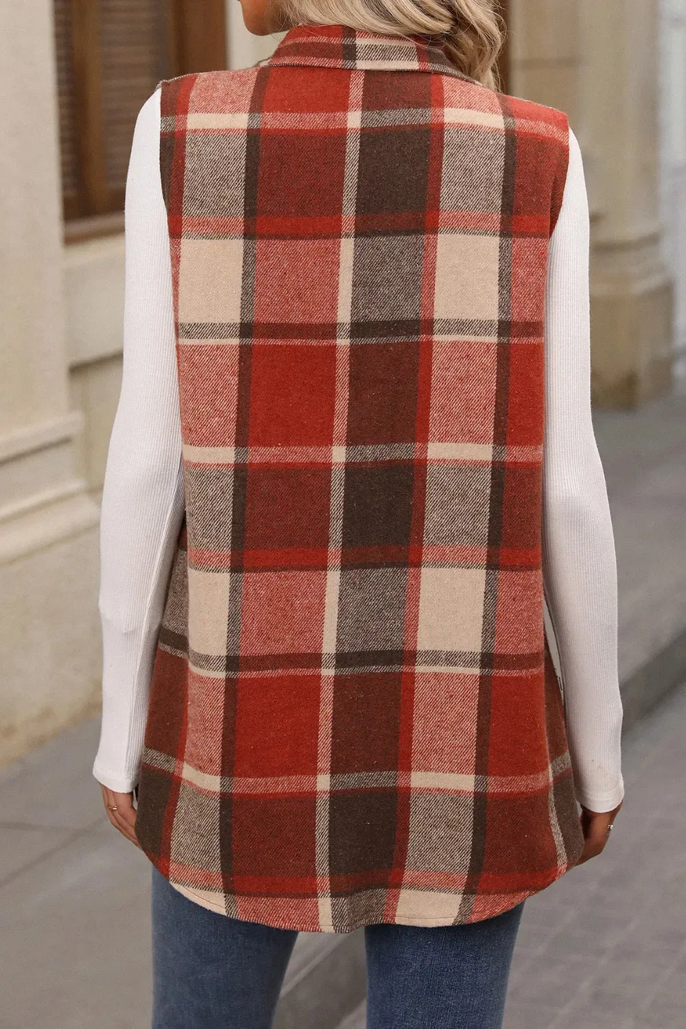 Plaid Button Up Vest Coat sold by Gigi Laurent product image thumbnail 2