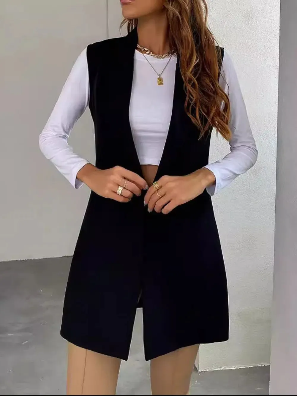 Open Front Longline Vest Coat sold by Gigi Laurent product image thumbnail 5