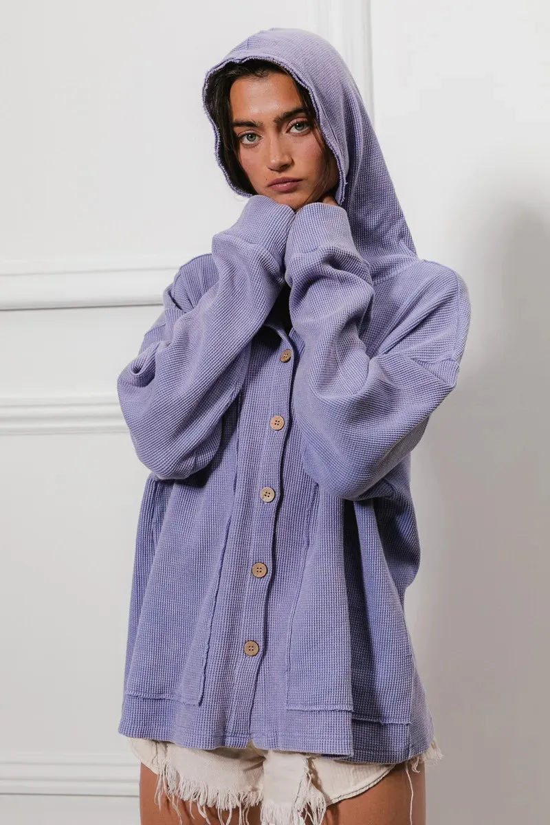 BiBi Washed Waffle Thermal Hooded Jacket sold by Gigi Laurent product image thumbnail 4