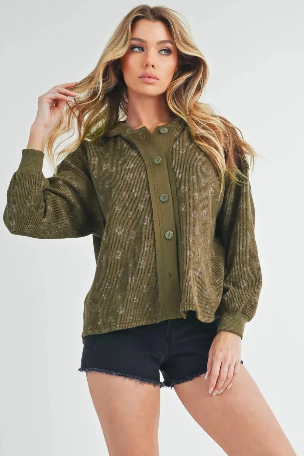 Aemi + Co Floral Button Up Hooded Jacket sold by Gigi Laurent product image thumbnail 4