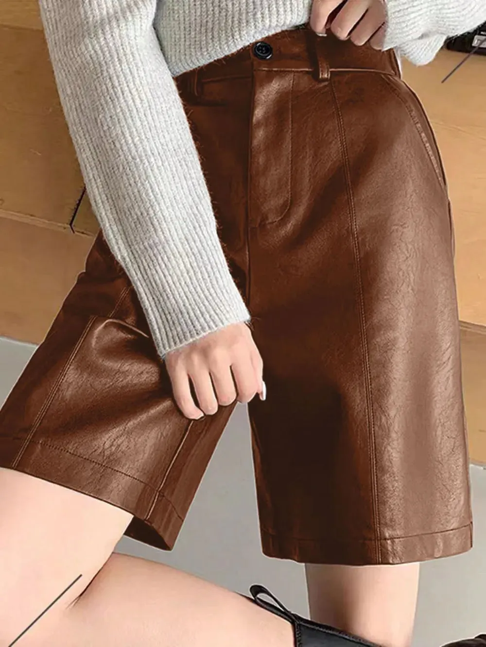 PU Leather High Rise Shorts sold by Gigi Laurent product image thumbnail 5