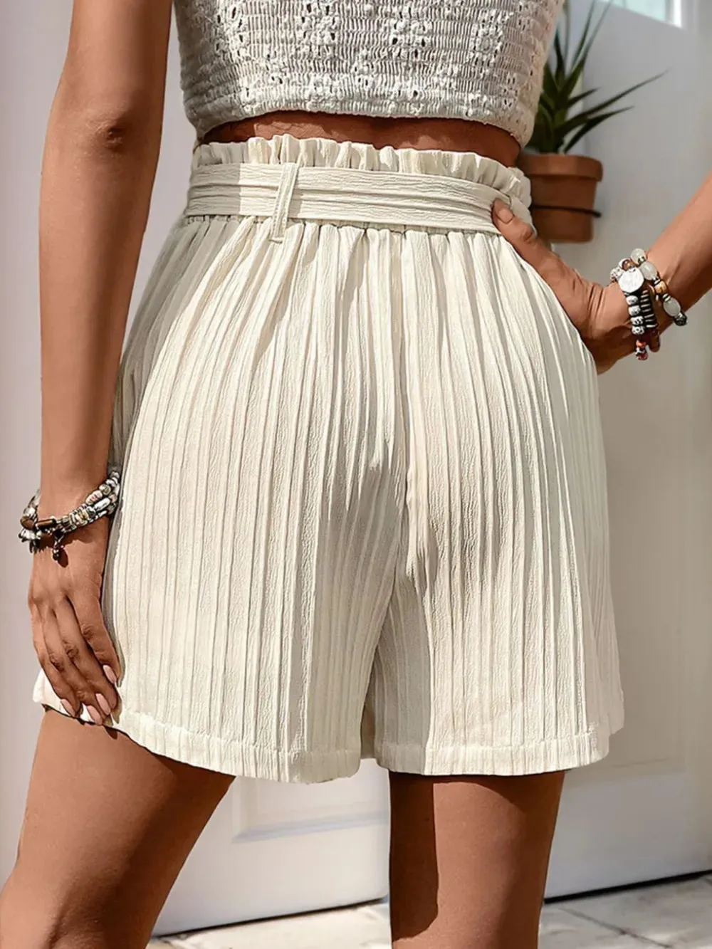 Perfee Textured High Waist Shorts with Pockets sold by Gigi Laurent product image thumbnail 2