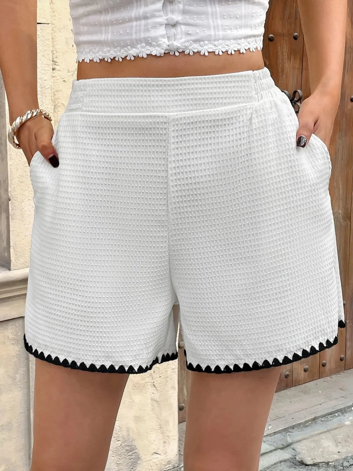 Contrast Trim Shorts with Pockets sold by Gigi Laurent