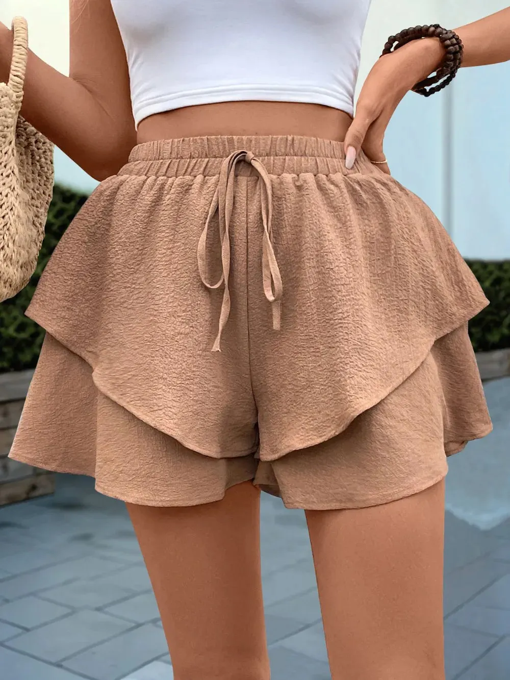 Perfee Tied Layered Shorts sold by Gigi Laurent product image thumbnail 3