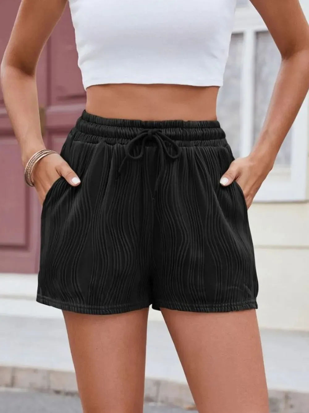 Florira Texture Drawstring Shorts sold by Gigi Laurent