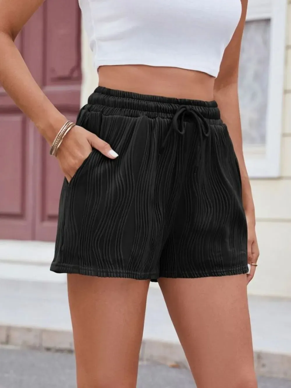 Florira Texture Drawstring Shorts sold by Gigi Laurent product image thumbnail 4
