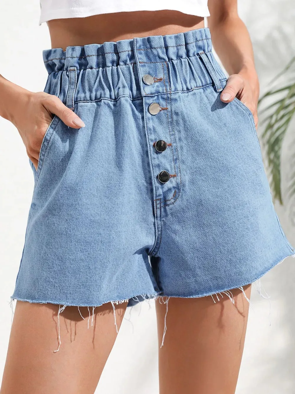 Denim Shorts with Pockets sold by Gigi Laurent
