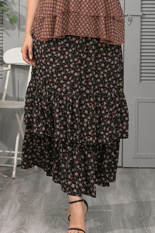 Plus Size Ditsy Floral Layered Maxi Skirt sold by Gigi Laurent