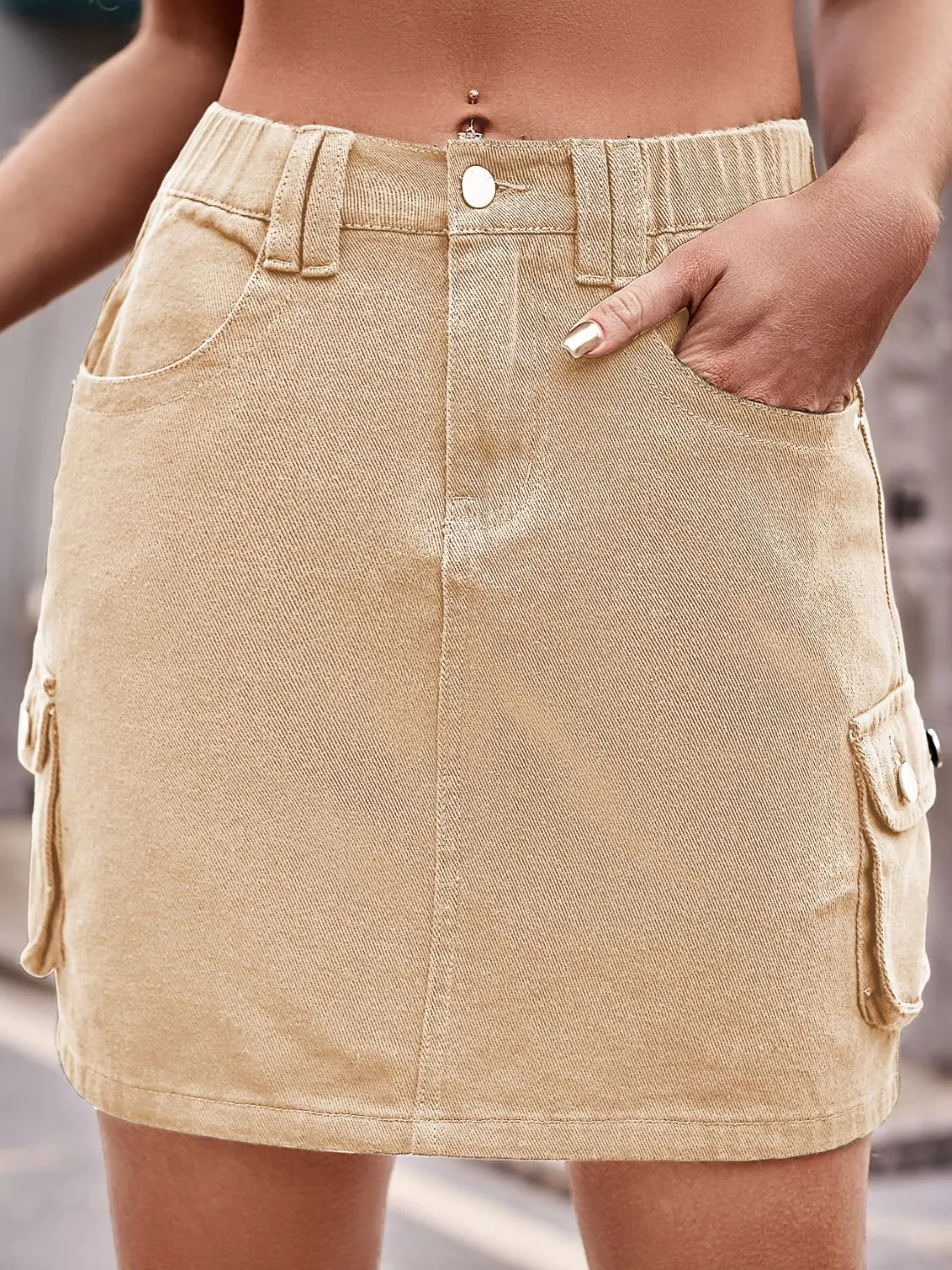 Denim Mini Skirt with Pockets sold by Gigi Laurent product image thumbnail 3
