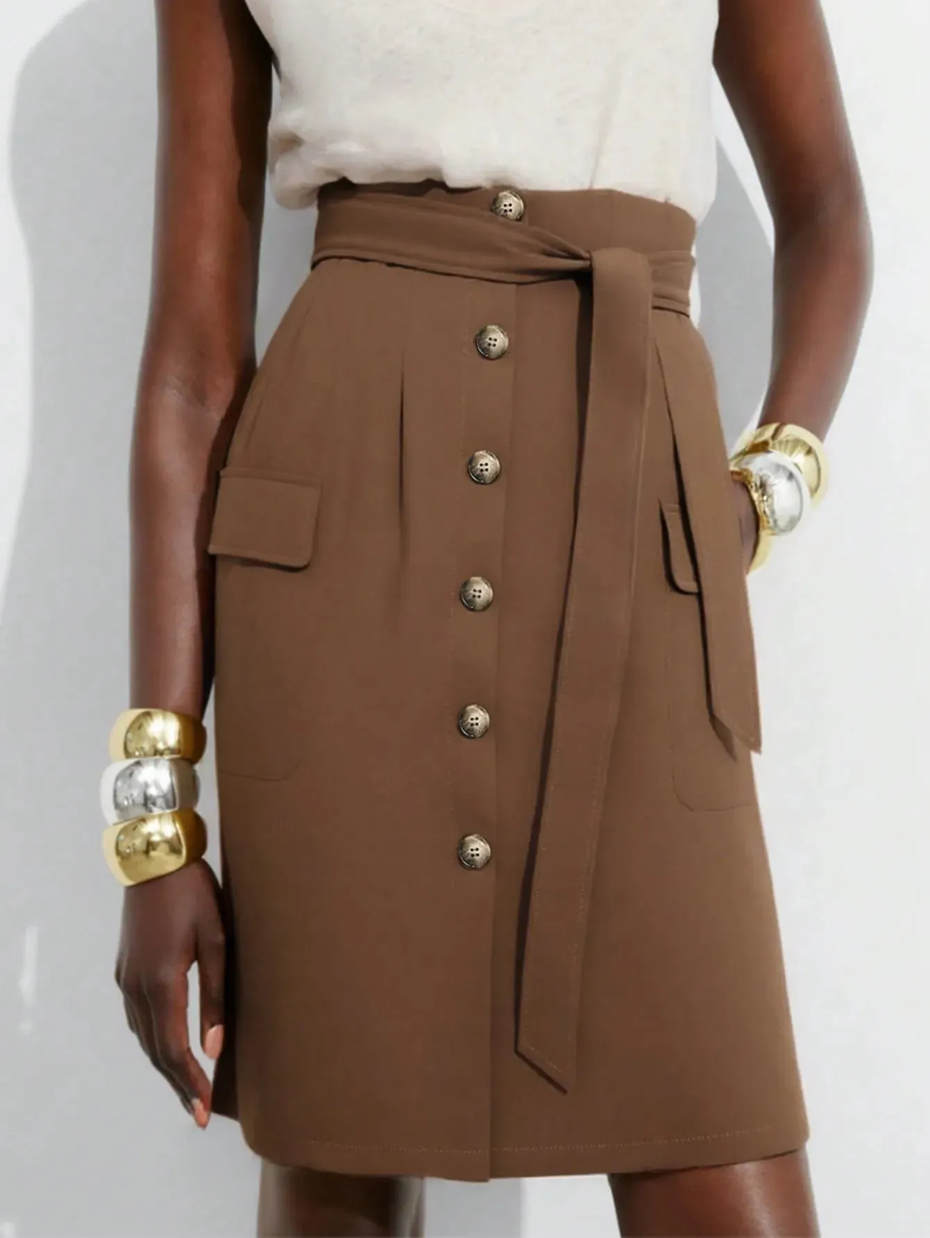 Button Detail Belted Cargo Skirt sold by Gigi Laurent product image thumbnail 3