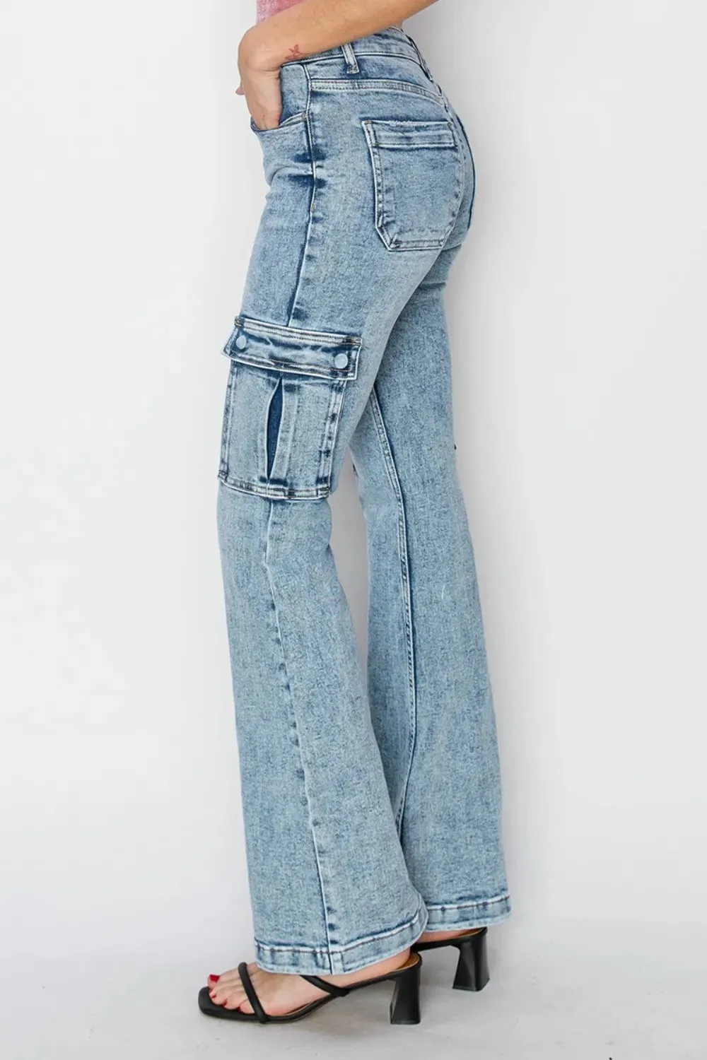 RISEN Full Size High Rise Cargo Flare Jeans sold by Gigi Laurent product image thumbnail 3