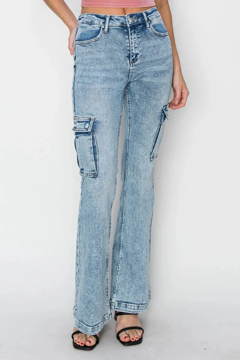 RISEN Full Size High Rise Cargo Flare Jeans sold by Gigi Laurent product image thumbnail 5
