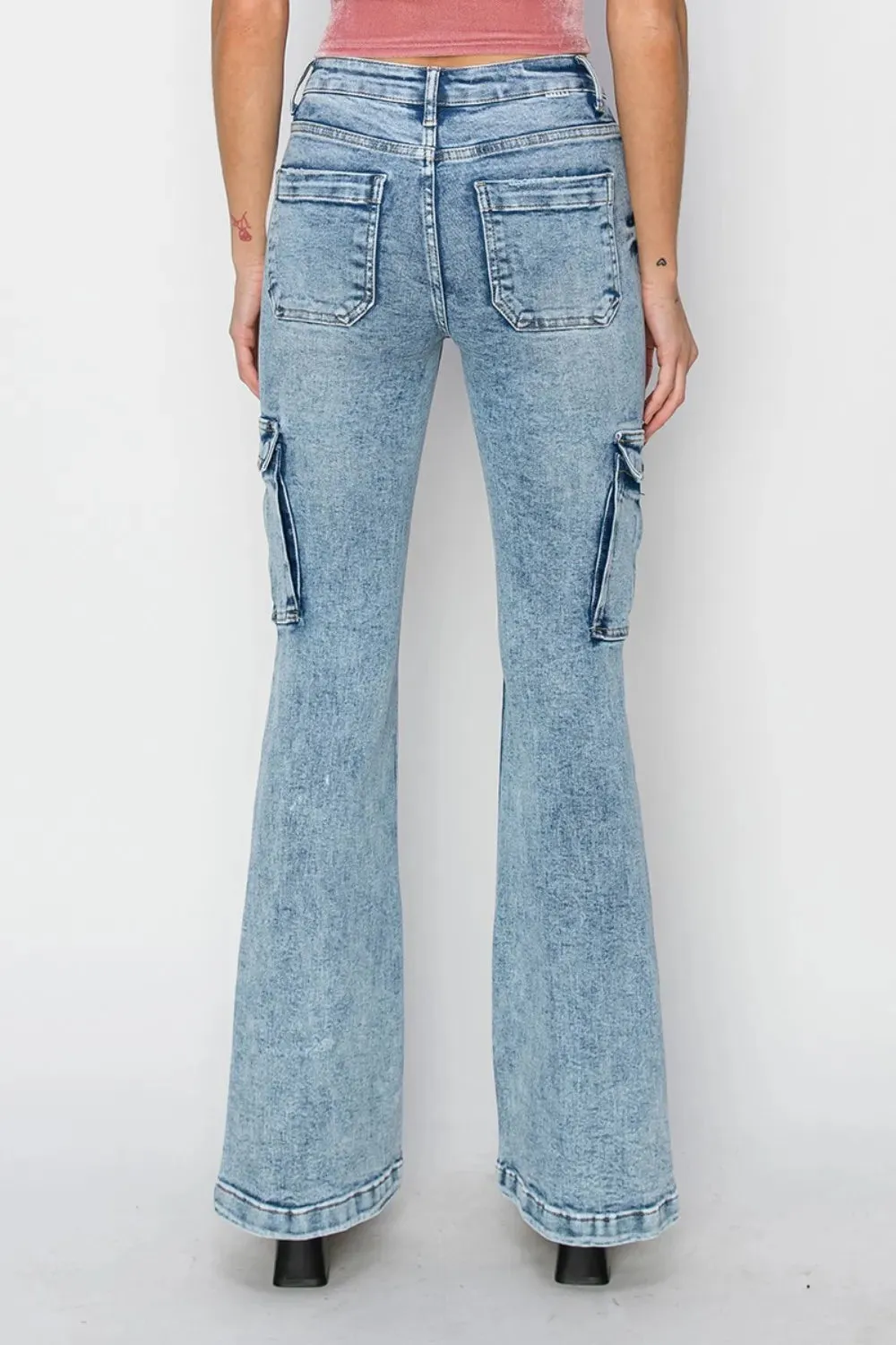 RISEN Full Size High Rise Cargo Flare Jeans sold by Gigi Laurent product image thumbnail 2