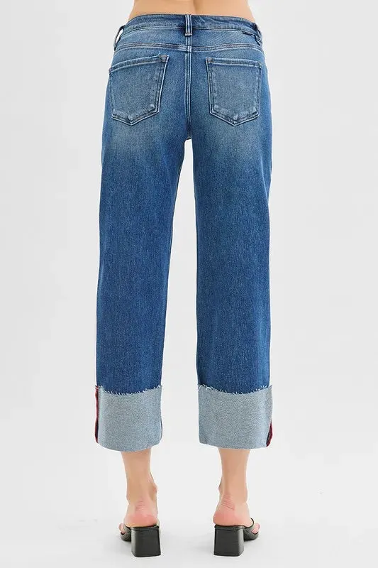 RISEN Full Size Tummy Control Mid Rise Crop Wide Cuffed Jeans Plus Size sold by Gigi Laurent product image thumbnail 5