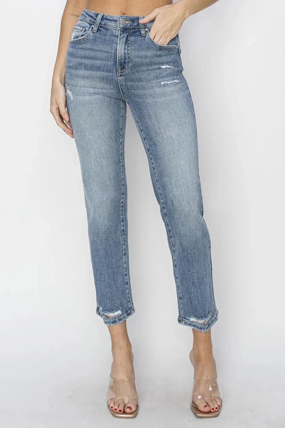 RISEN Full Size High Waist Distressed Cropped Jeans sold by Gigi Laurent product image thumbnail 4