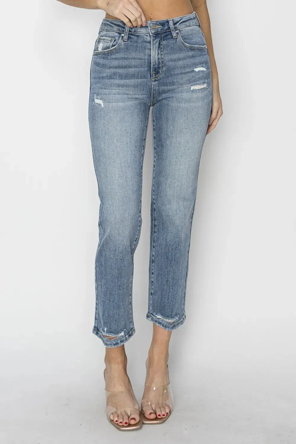 RISEN Full Size High Waist Distressed Cropped Jeans sold by Gigi Laurent product image thumbnail 5
