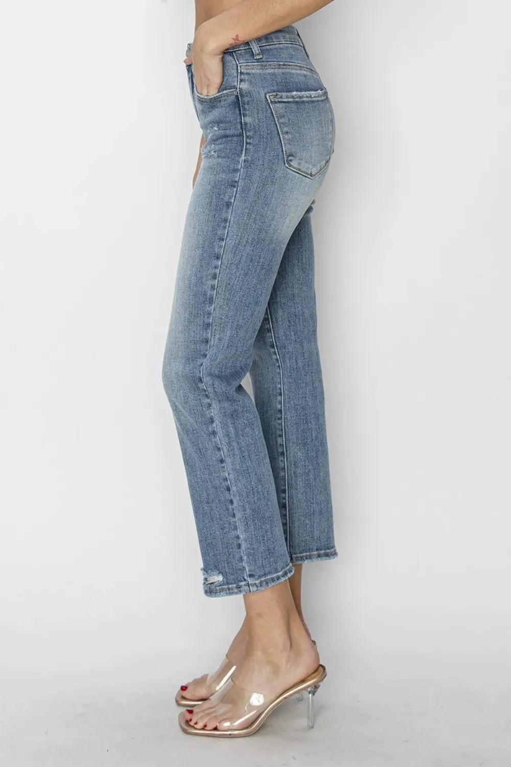 RISEN Full Size High Waist Distressed Cropped Jeans sold by Gigi Laurent product image thumbnail 3