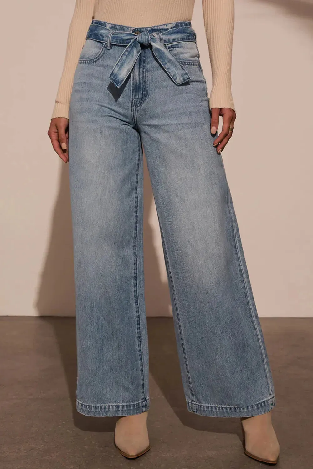 Tied Wide Leg Jeans with Pockets sold by Gigi Laurent