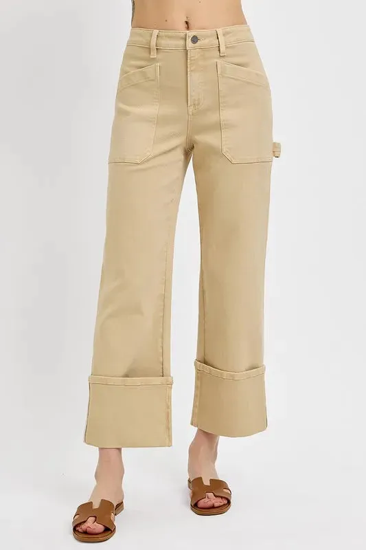 RISEN Full Size High Rise Wide Straight Cuffed Patch Jeans Plus Size sold by Gigi Laurent product image thumbnail 2