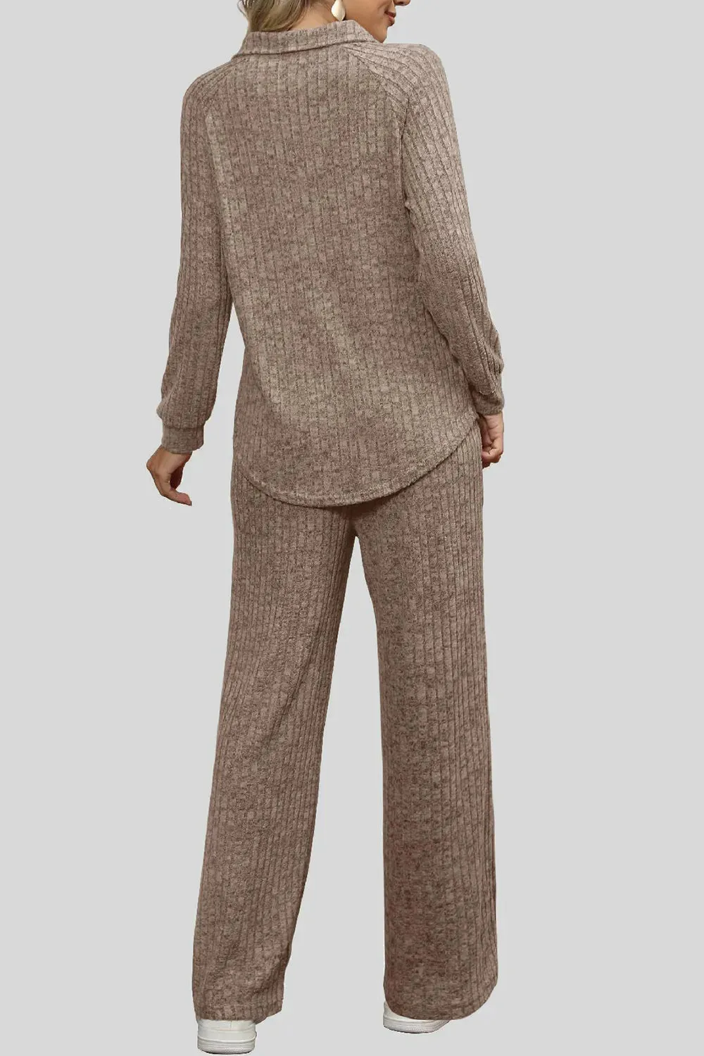 Ribbed Long Sleeve Top and Pocketed Pants Set sold by Gigi Laurent product image thumbnail 2
