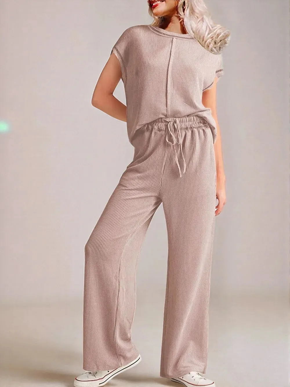 Ribbed Exposed Seam Top and Pants Set sold by Gigi Laurent product image thumbnail 4