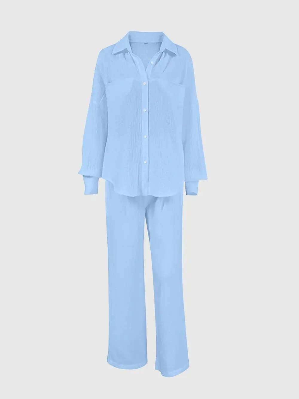 Texture Button Up Long Sleeve Shirt and Pants Set sold by Gigi Laurent product image thumbnail 3