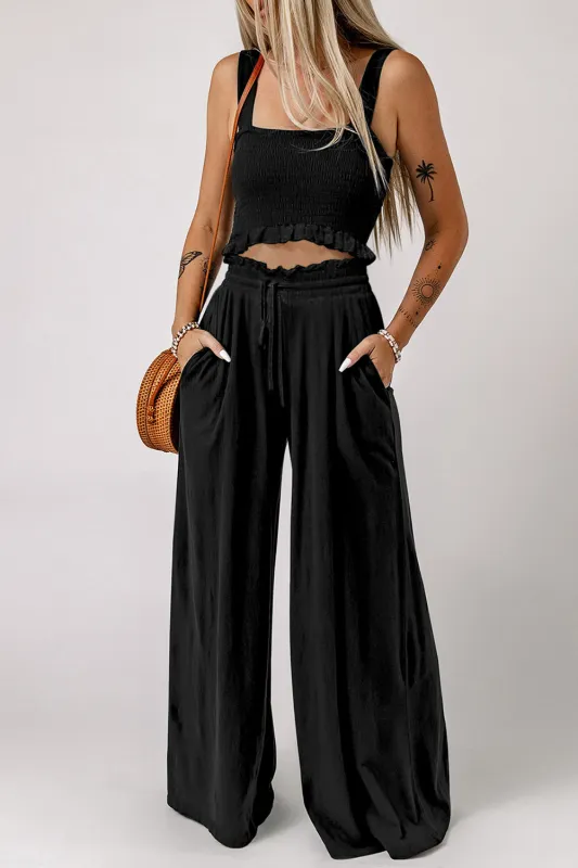 Square Neck Cropped Tank Top and Long Pants Set sold by Gigi Laurent