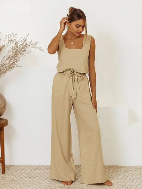 Square Neck Sleeveless Top and Pants Set sold by Gigi Laurent