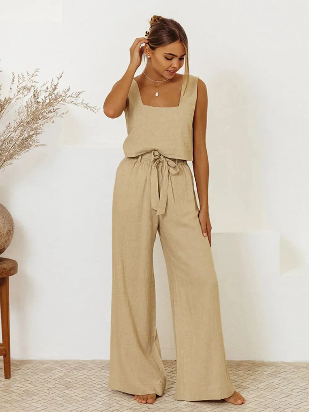 Square Neck Sleeveless Top and Pants Set sold by Gigi Laurent
