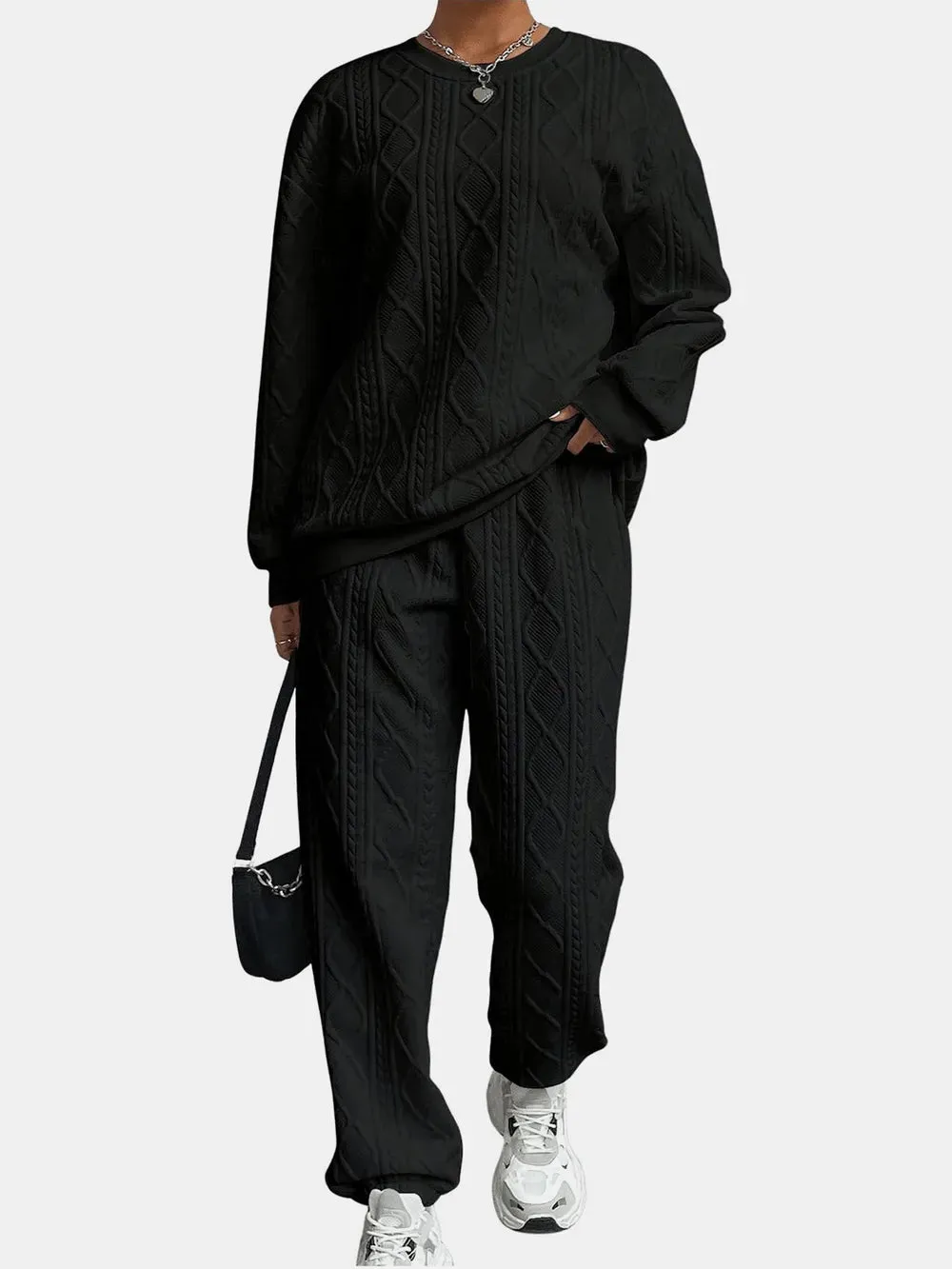 Texture Round Neck Top and Pants Set sold by Gigi Laurent product image thumbnail 5