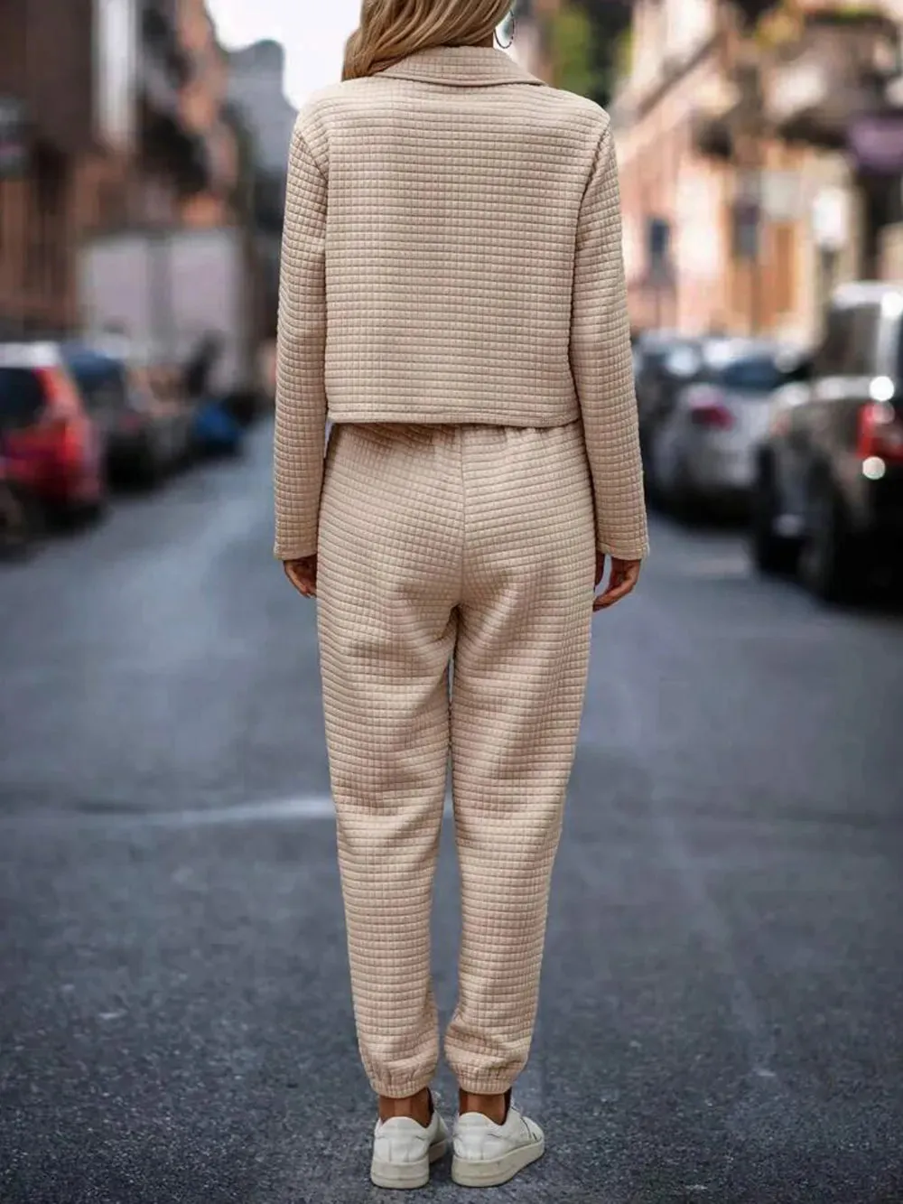 Plaid Texture Snap Down Top and Pants Set sold by Gigi Laurent product image thumbnail 5