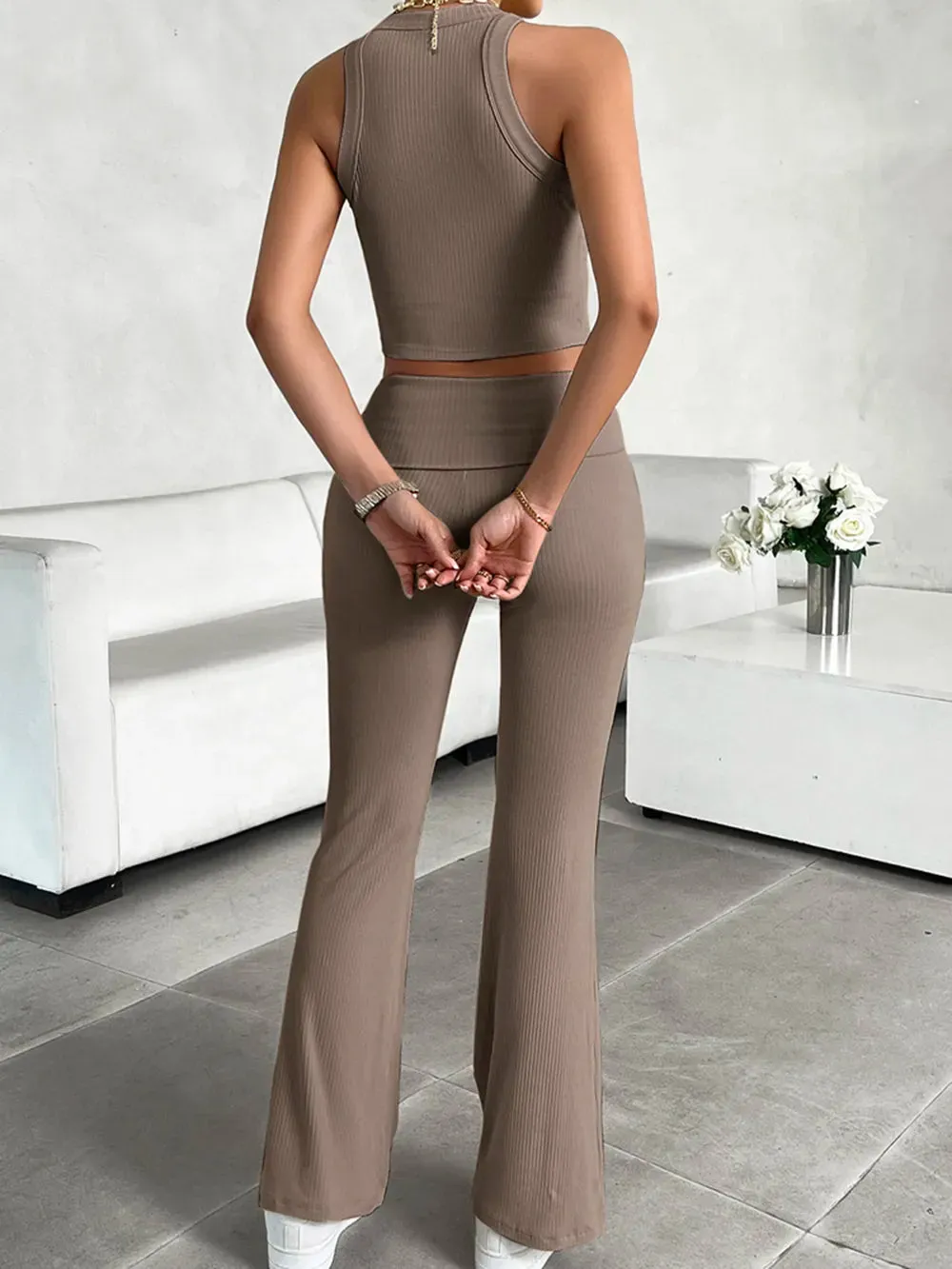 Devine Ribbed Round Neck Tank and Pants Set sold by Gigi Laurent product image thumbnail 2