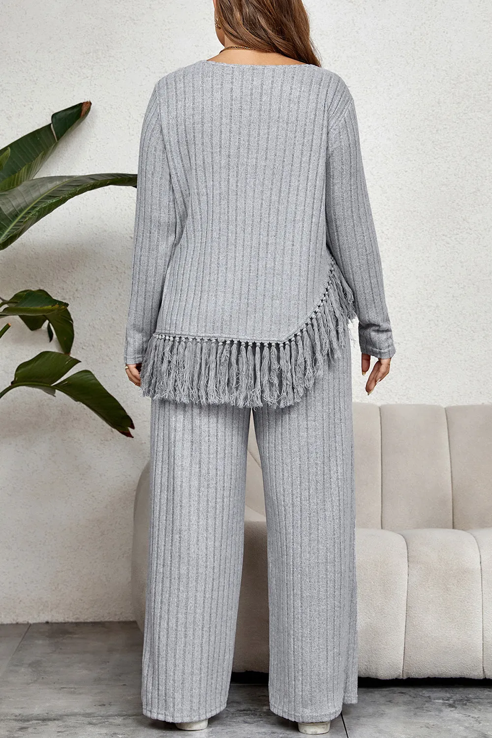 Honey Plus Size Tassel Hem Top and Pants Set sold by Gigi Laurent product image thumbnail 2