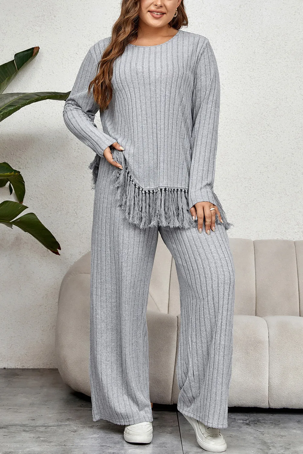 Honey Plus Size Tassel Hem Top and Pants Set sold by Gigi Laurent product image thumbnail 3