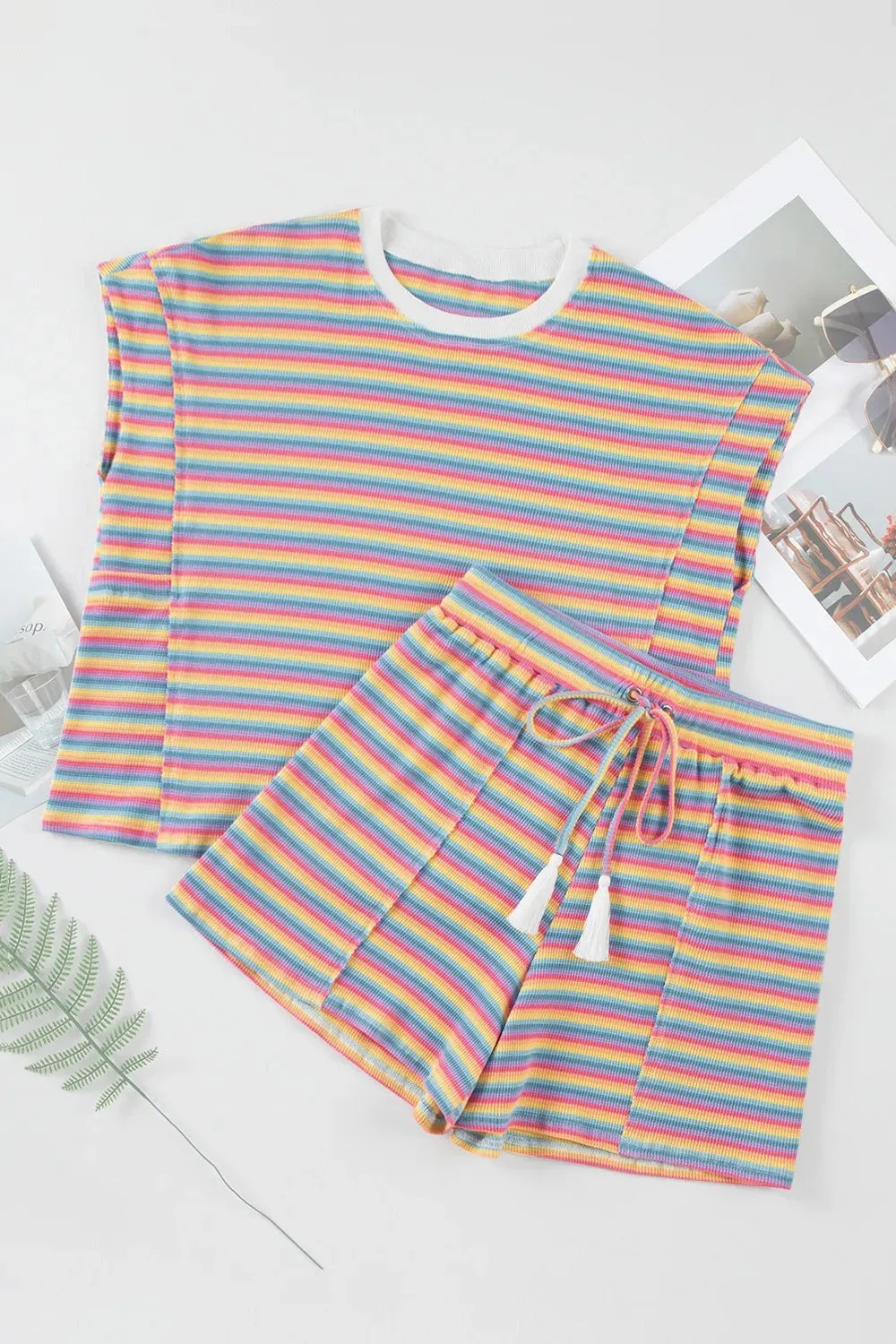 Striped Round Neck Top and Shorts Set sold by Gigi Laurent product image thumbnail 3