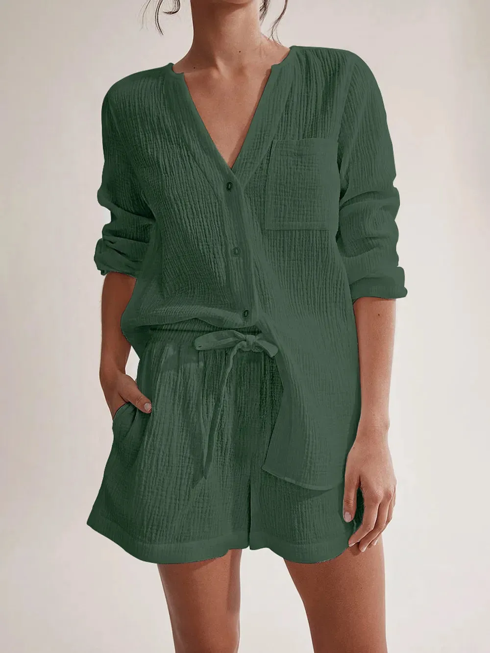 Notched Long Sleeve Top and Shorts Set sold by Gigi Laurent product image thumbnail 4