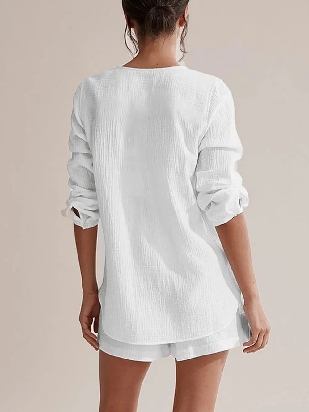 Notched Long Sleeve Top and Shorts Set sold by Gigi Laurent product image thumbnail 2