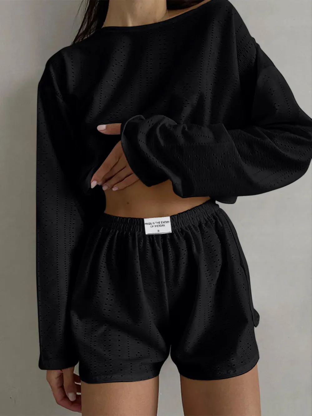 Eyelet Round Neck Top and Shorts Set sold by Gigi Laurent product image thumbnail 4