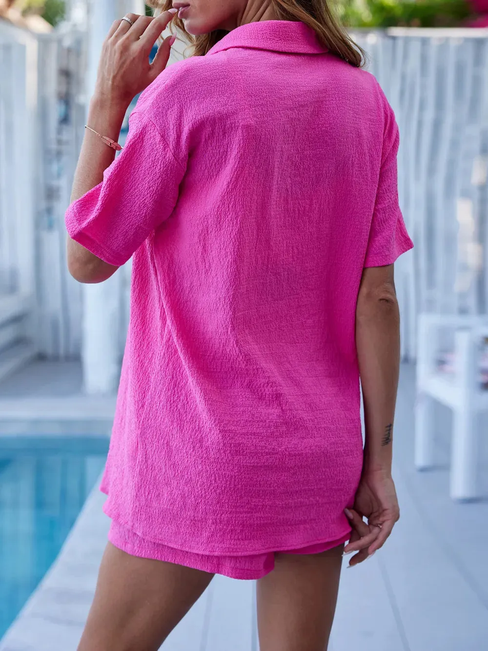 Button Up Half Sleeve Top and Shorts Set sold by Gigi Laurent product image thumbnail 2