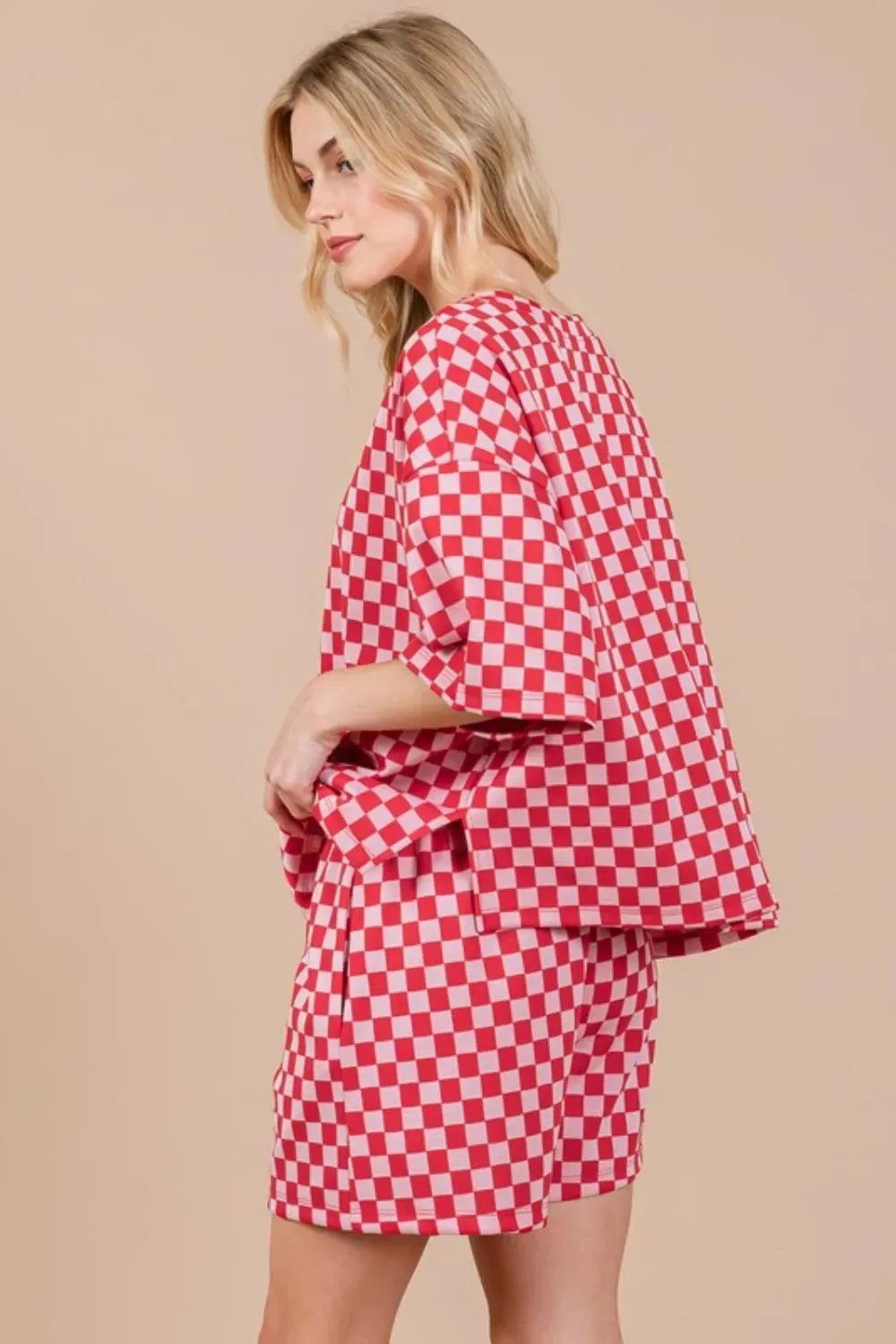 Ces Femme Checkered Round Neck Top and Shorts Set sold by Gigi Laurent product image thumbnail 3
