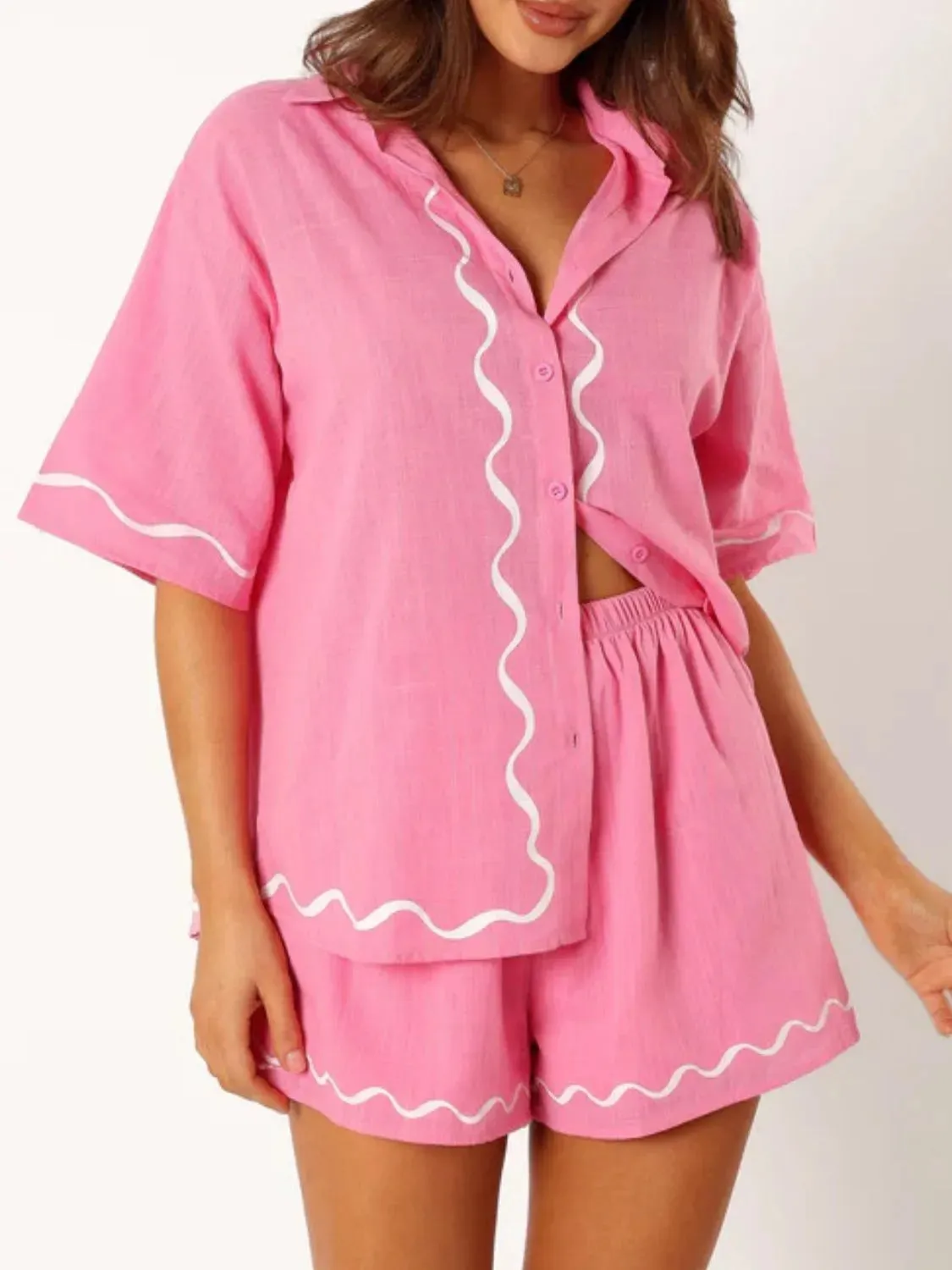 Button Up Half Sleeve Top and Shorts Set sold by Gigi Laurent