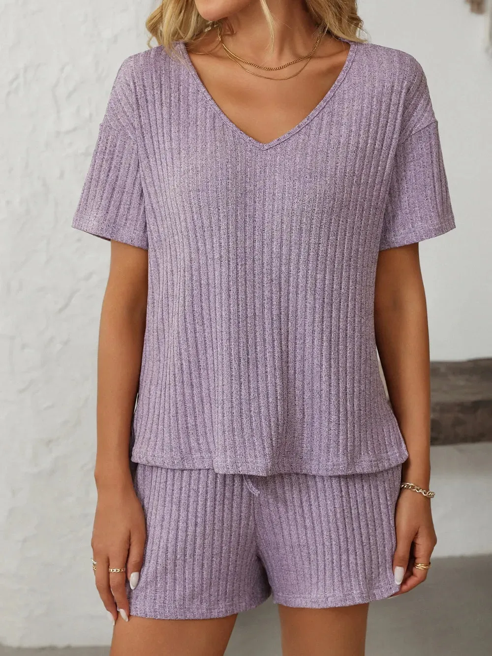 Mandy V-Neck Short Sleeve Top and Shorts Set sold by Gigi Laurent product image thumbnail 3