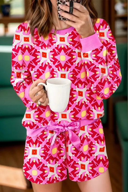 Geometric Round Neck Top and Shorts Set sold by Gigi Laurent