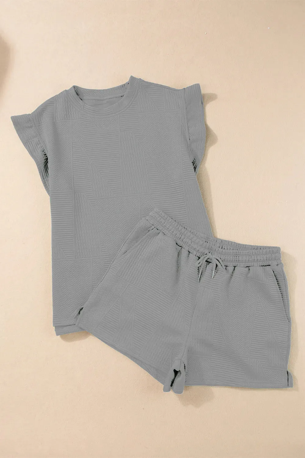 Slit Round Neck Top and Drawstring Shorts Set sold by Gigi Laurent product image thumbnail 3