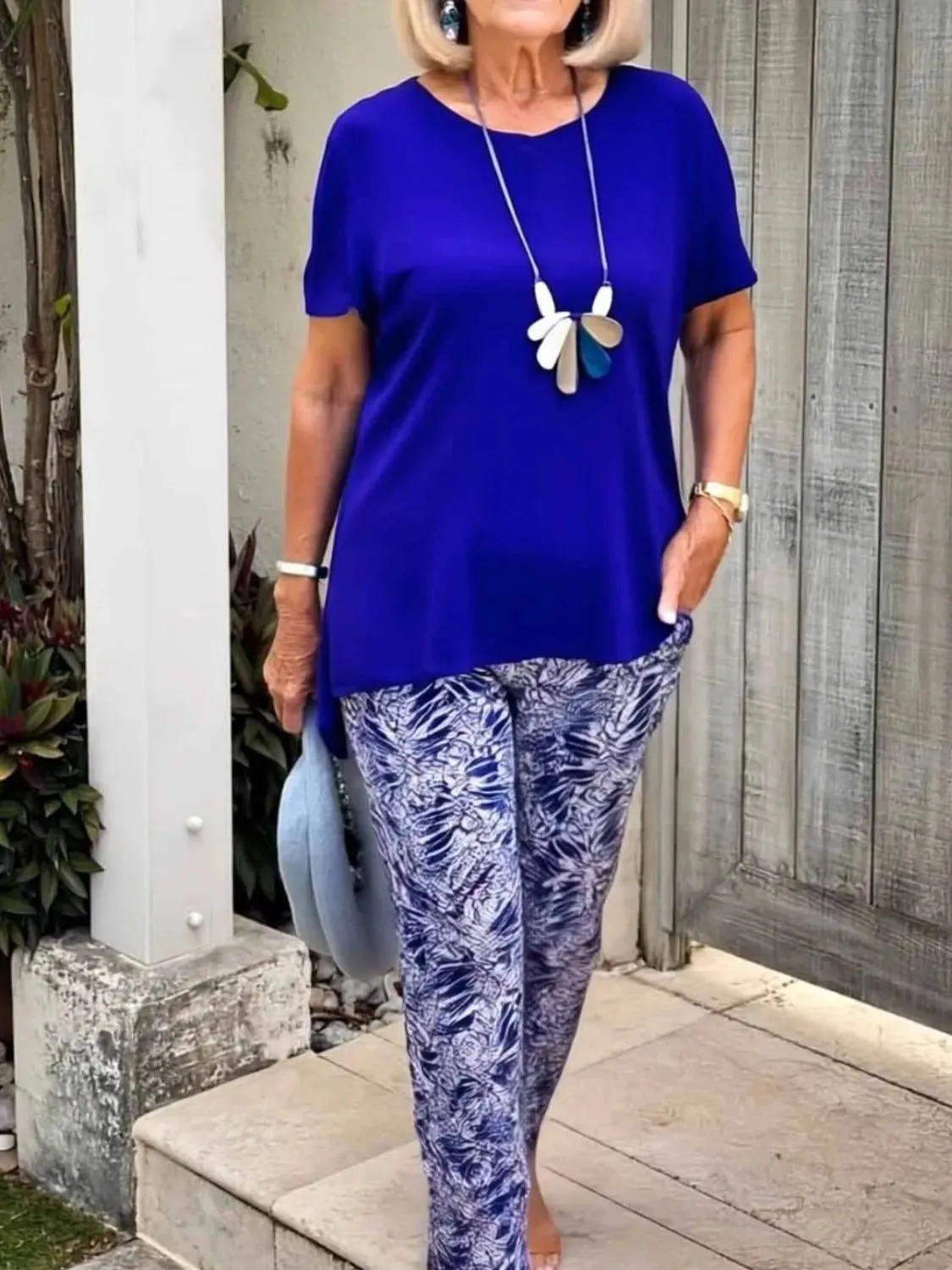 Full Size Round Neck Short Sleeve Top and Pants Set Plus Size sold by Gigi Laurent product image thumbnail 5