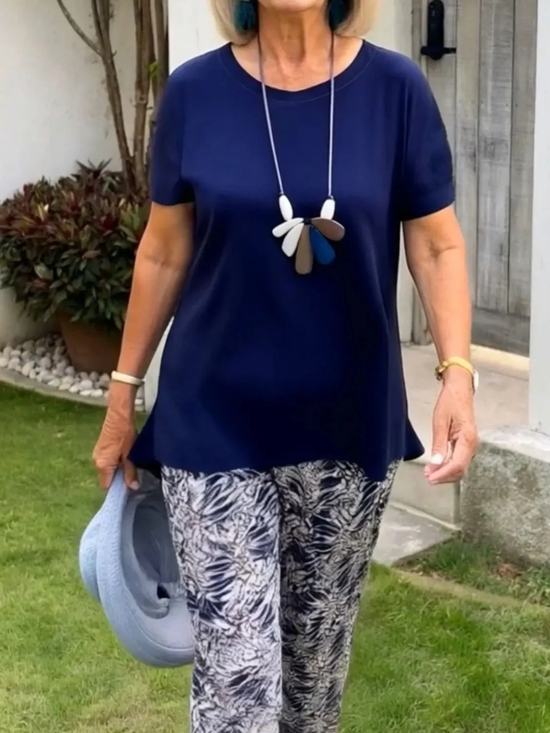 Full Size Round Neck Short Sleeve Top and Pants Set Plus Size sold by Gigi Laurent product image thumbnail 2