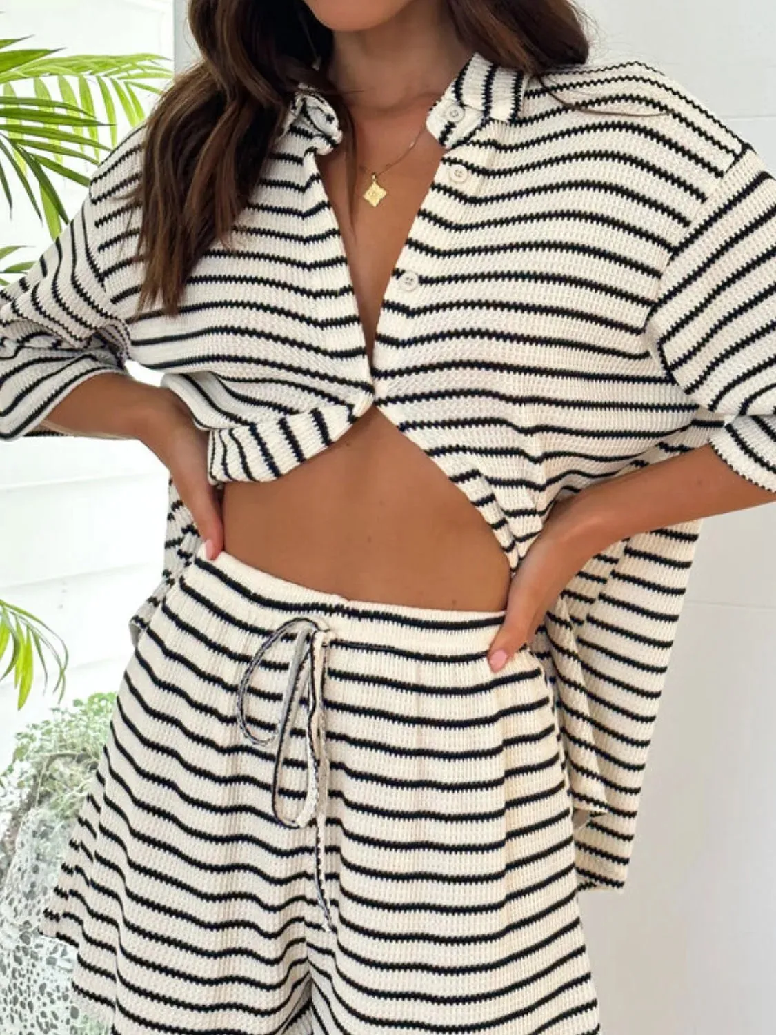 Striped Half Sleeve Top and Shorts Set sold by Gigi Laurent product image thumbnail 2